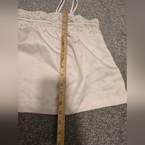 Lily Of France Silky Pajama Set Vintage Pale Pastel Pink Lace Floral Embossed - Picture 2 of 11